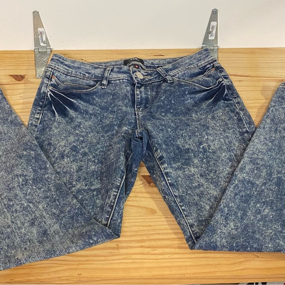 YMI Jeans Distressed Mid-Rise Skinny Jeans.
